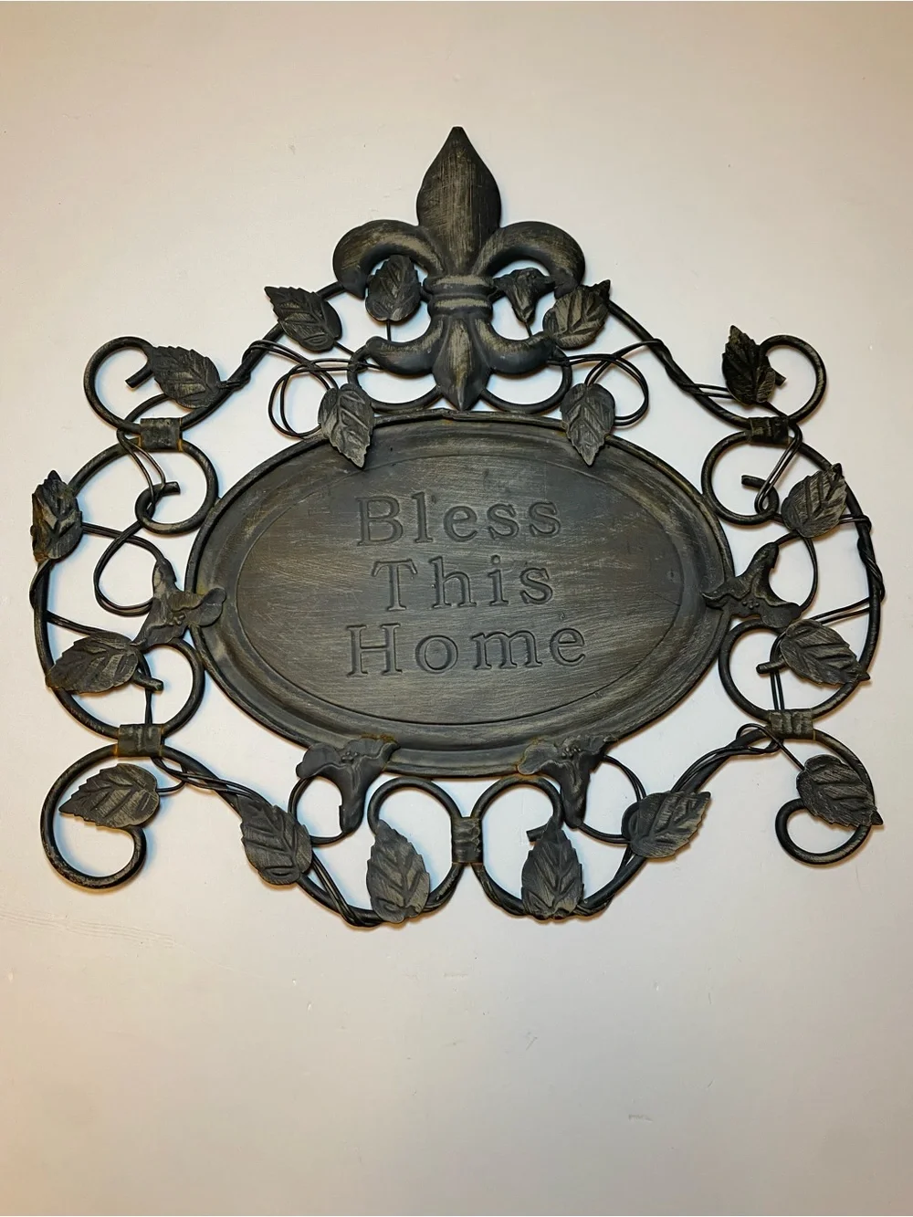 Bless This Home Wall Plaque - Black, gray and brown tent. 14.5x14.5